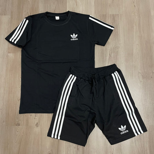 Conjunto corto NEGRO ADIDAS BORDADO