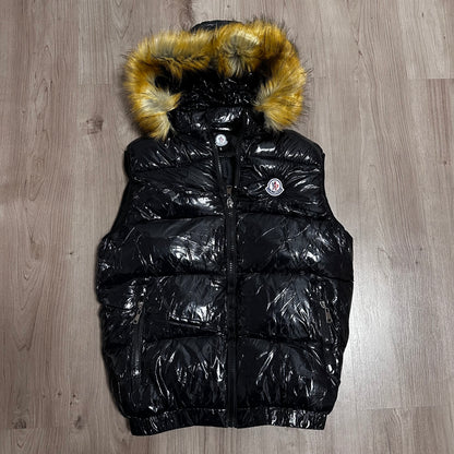 CHALECO ACOLCHADO com PELO MONCLER NEGRO