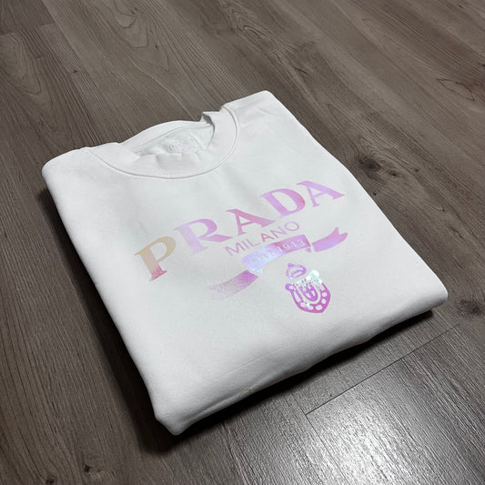 SUDADERA PRADA logo efecto HOLEOGRAFICO