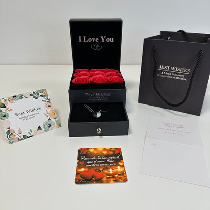 COFRE ROSAS ETERNAS+COLLAR DÚO